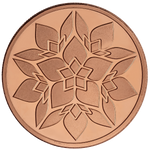 Reverse of the Freedom to Flourish copper round showing the engraved sacred geometry lotus design