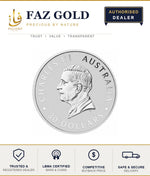 10 oz silver coin obverse with the Charles III portrait and 30 Dollars Australia denomination, on a FAZ GOLD card