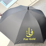 FAZ Gold logo printed on the umbrella panel