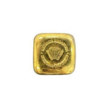 Metalor 1 oz square cast gold bar showing the embossed refiner hallmark on a plain background