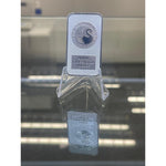 Perth Mint 1 oz silver bar on an acrylic stand showing the swan logo face