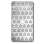 Reverse of the Royal Canadian Mint 10 oz silver bar with its repeating maple leaf security pattern