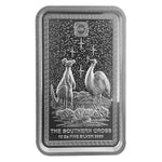 The Southern Cross 10 oz fine silver 9999 bar by ABC Refinery, kangaroo and emu beneath a starry sky