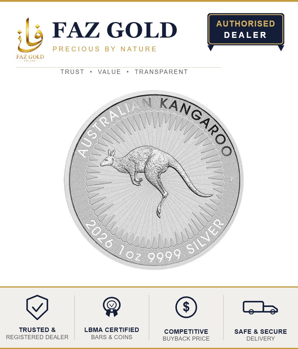 1 oz (31.10g) Silver Coin 999.9 Fine Silver | Perth Mint Kangaroo 2026 | With Capsule