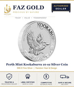 Faz Gold listing card for the Perth Mint Kookaburra 10 oz silver coin, random year