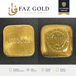 Metalor Suisse 1 oz cast gold bar 999.9, front and reverse, on a FAZ GOLD authorised dealer card
