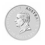 Obverse of the 10 oz Australian silver coin showing the Charles III portrait and 30 Dollars denomination