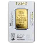 1oz (31.103g) Gold Bar 999.9 Fine Gold | PAMP Suisse | Swiss Made