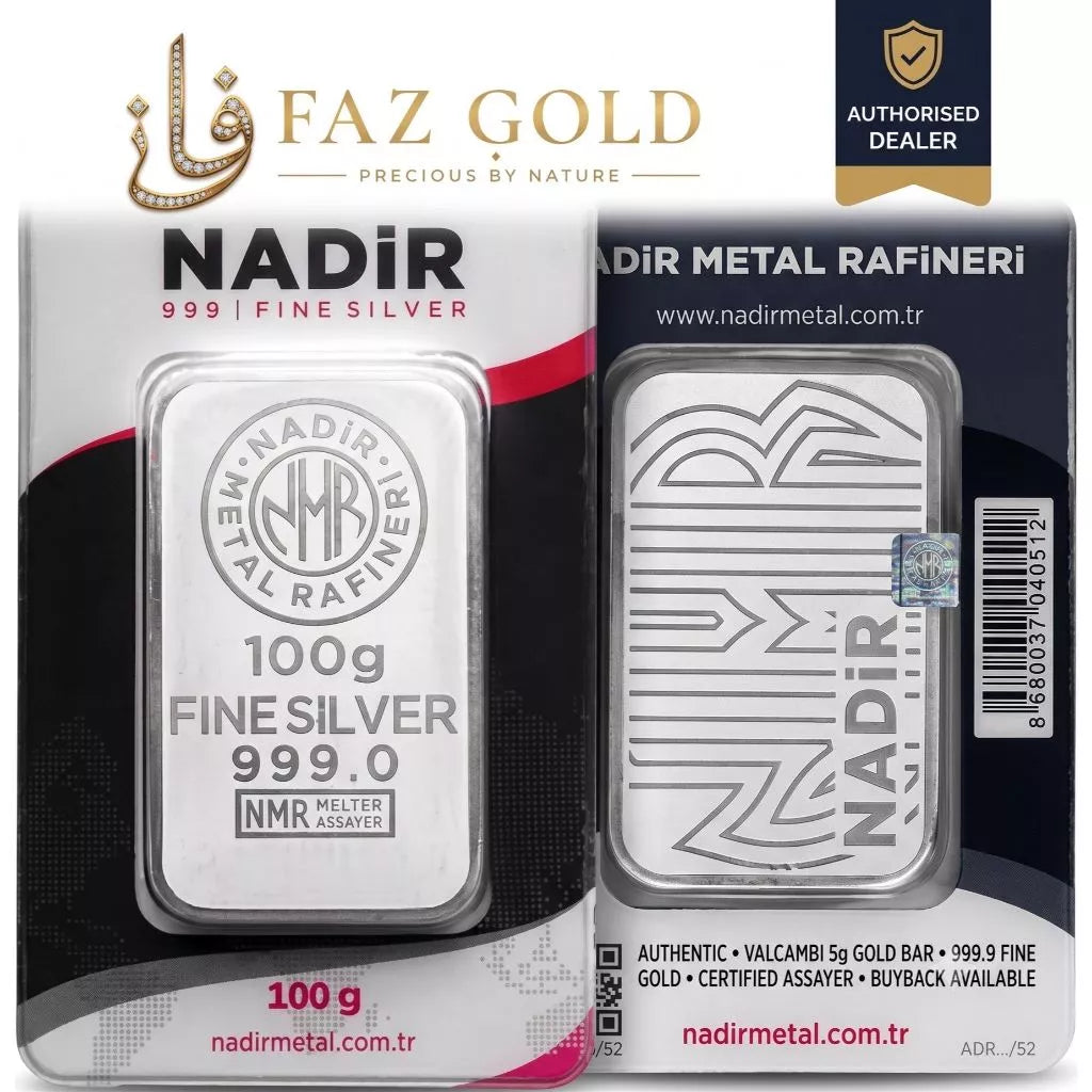 100g Nadir Silver Minted Bar – 999 Fine Silver | LBMA Approved