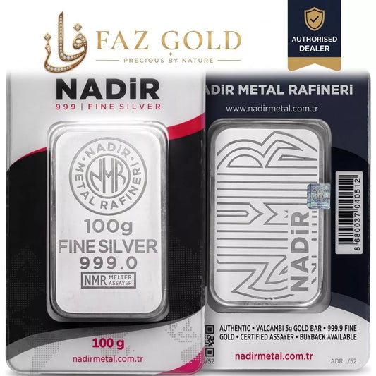 100g Nadir Silver Minted Bar – 999 Fine Silver | LBMA Approved