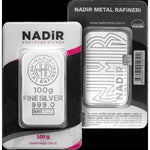 100g Nadir Silver Minted Bar – 999 Fine Silver | LBMA Approved